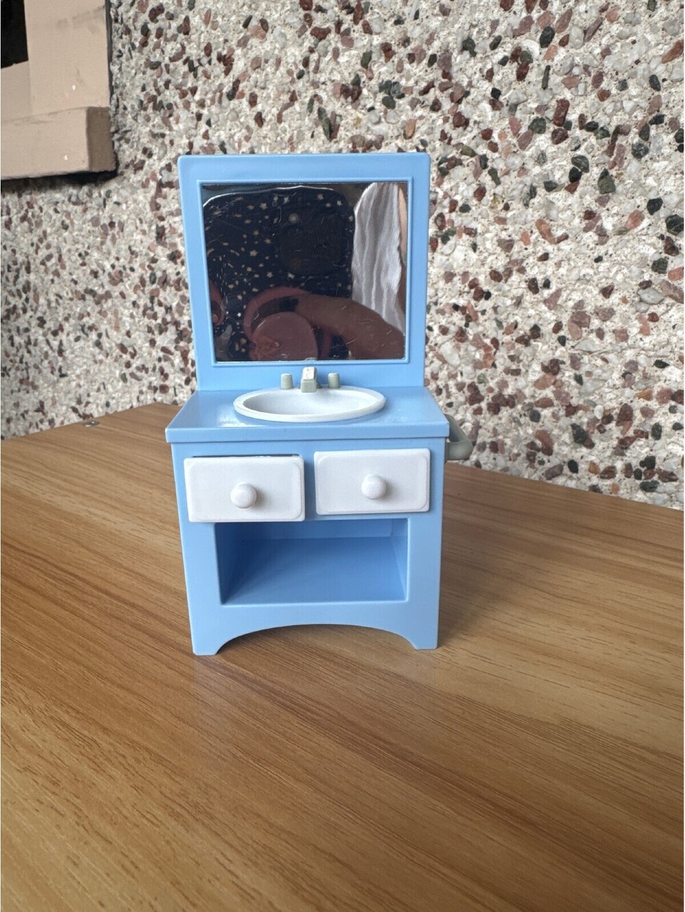 Toys R Us Dollhouse Bathroom Vanity Sink Mirror Drawers Blue Loving Family Size